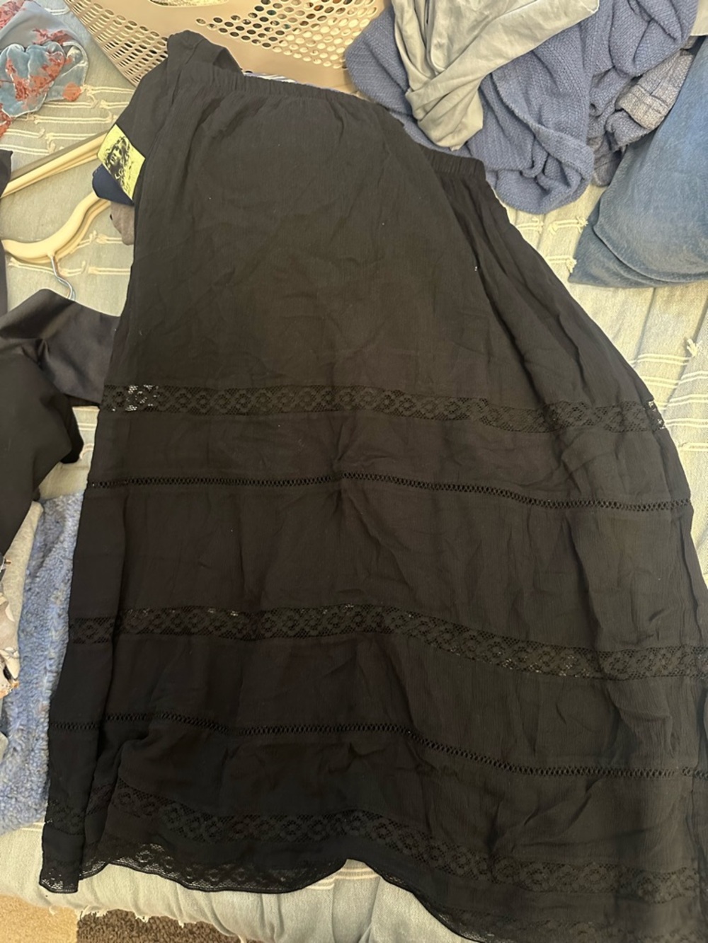 Hollister Black Elastic-Waist Maxi Skirt